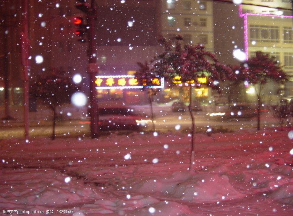 暴雪现场夜晚景观图片