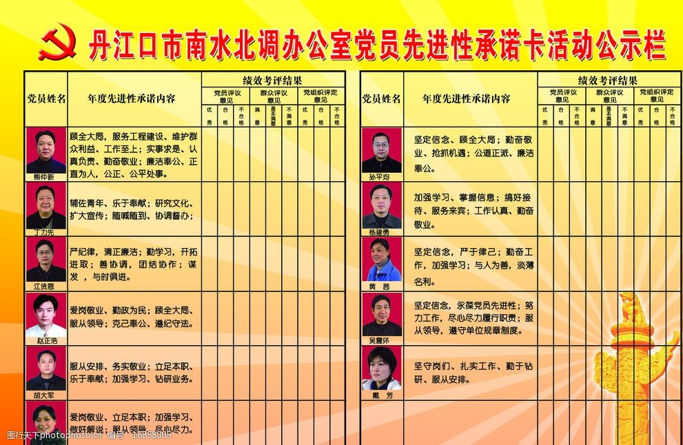 党员先进性承诺卡公示栏图片