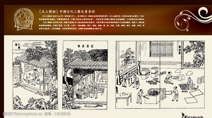 《天工开物》中国古代工艺矢量素材图片