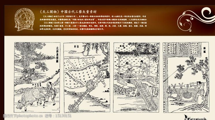 《天工开物》中国古代工艺矢量素材图片