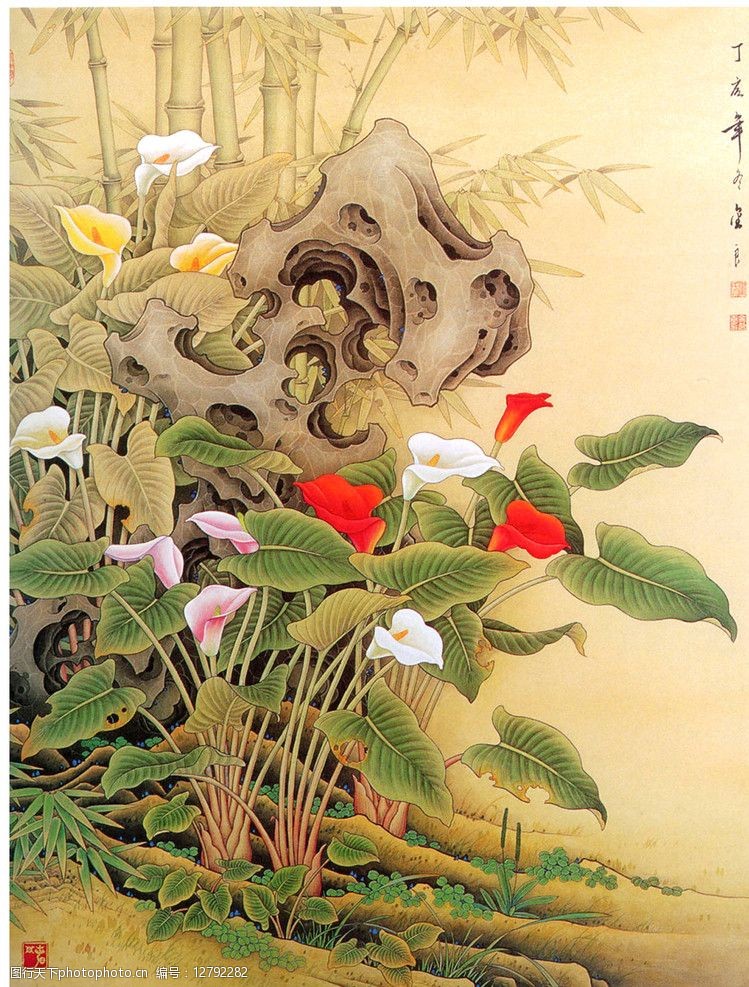 关键词:马蹄莲 工笔 国画 绘画 古典 动物 花鸟 中国风 绘画书法 文化