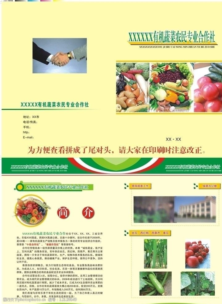 有机蔬菜农民合作社画册宣传图片