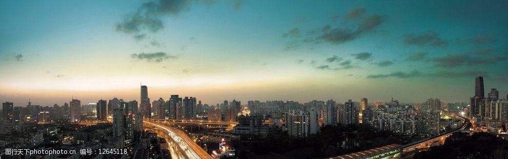 城市黄昏全景图片