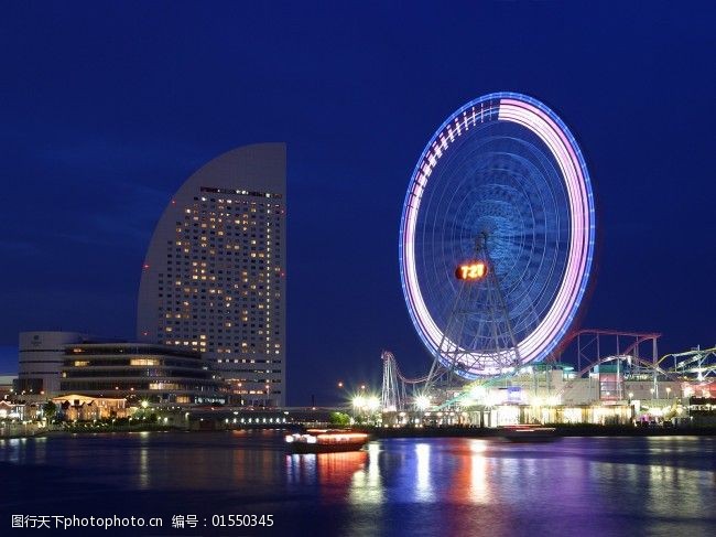 超眩的城市摩天轮夜景高清图片素材