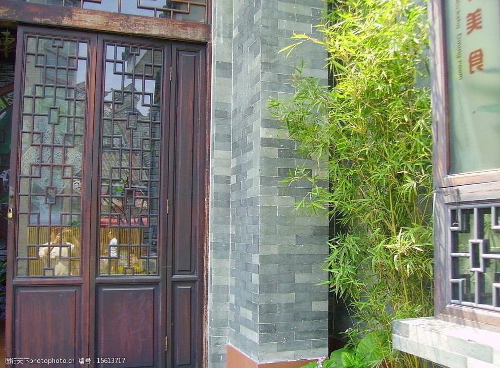 传统建筑竹子门窗传统大门图片