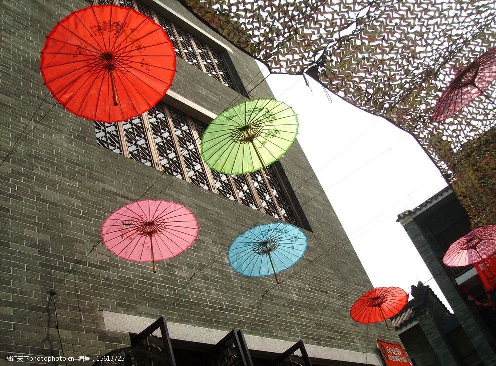 雨伞红雨伞花伞岭南印象园图片