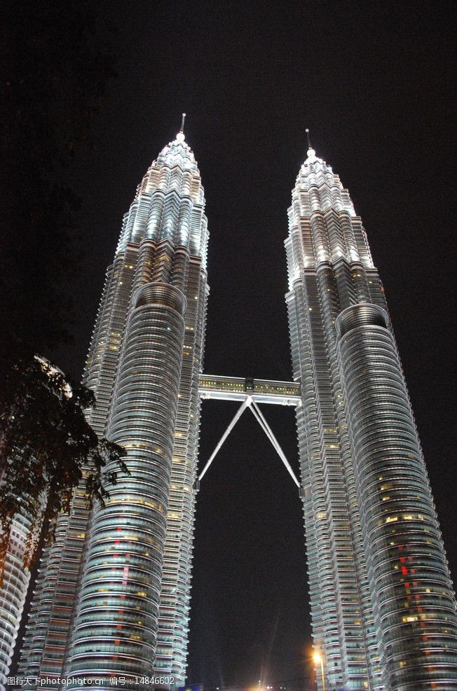 马来西亚双子塔全景观图片
