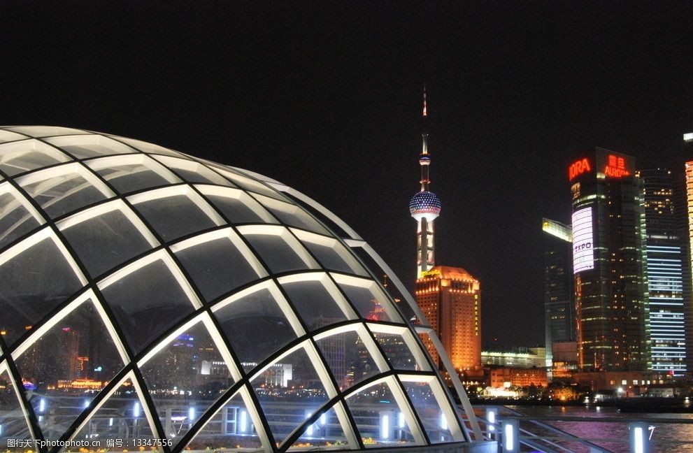 上海浦东陆家嘴沿江建筑夜景图片