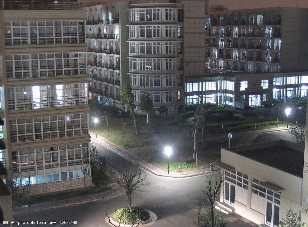 浙江大学城市学院夜景图片