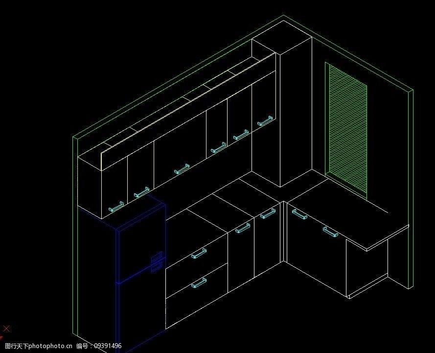 cad橱柜模型 cad      橱柜 模型 3d 立体图 立面图 平面图 室内设计