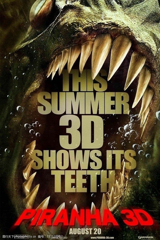 电影海报食人鱼3dpiranha3d图片