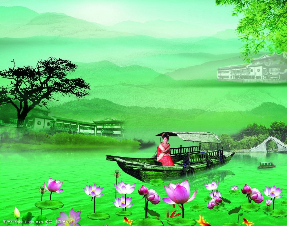 荷花美女图片