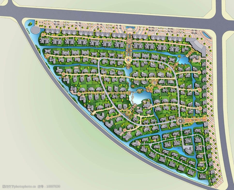 高档别墅区总平面规划设计图片