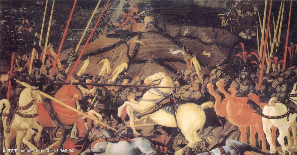 关键词:圣罗马诺之战 油画 世界名画 绘画书法 文化艺术 设计 300dpi