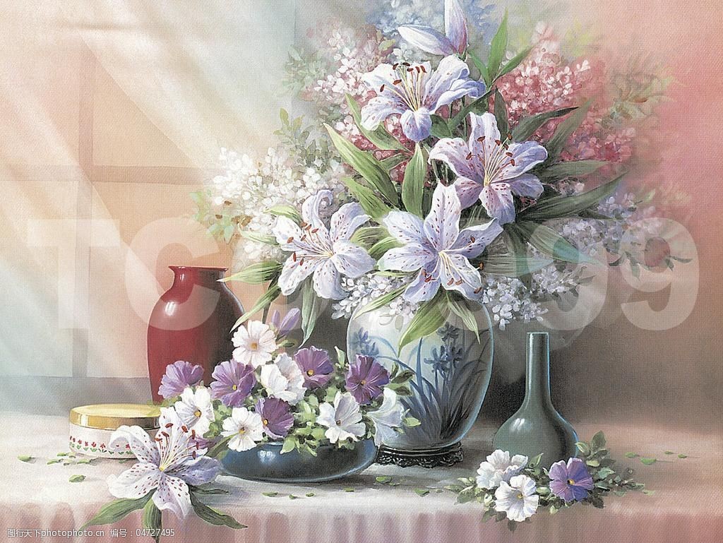 油画手绘油画花卉静物(26x21厘米)图片