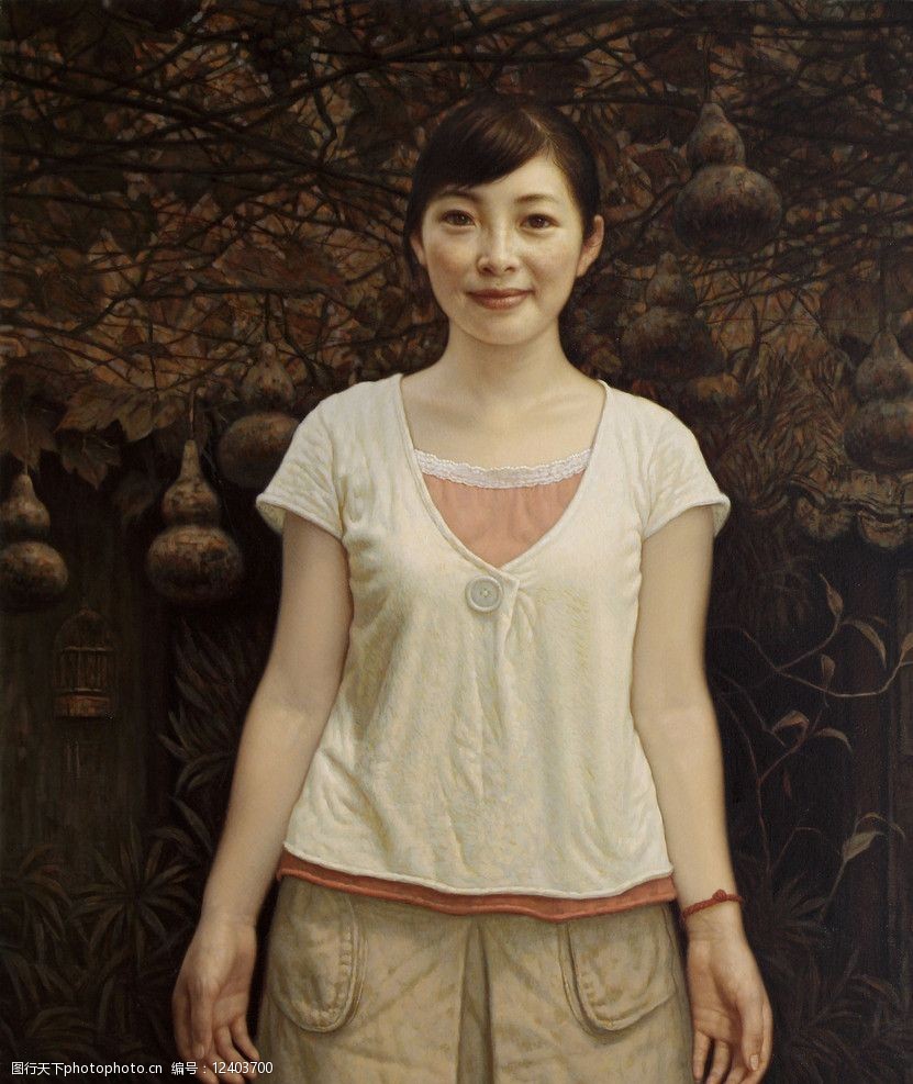关键词:有葫芦的庭院 葫芦 庭院 美女 王嫩油画 绘画书法 文化艺术