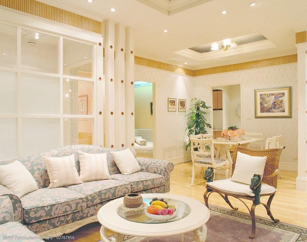 欧式豪华客厅一角高清摄影图片