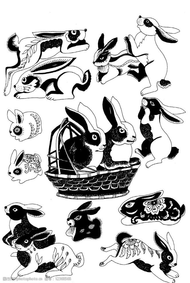 装饰图案变化兔子图片