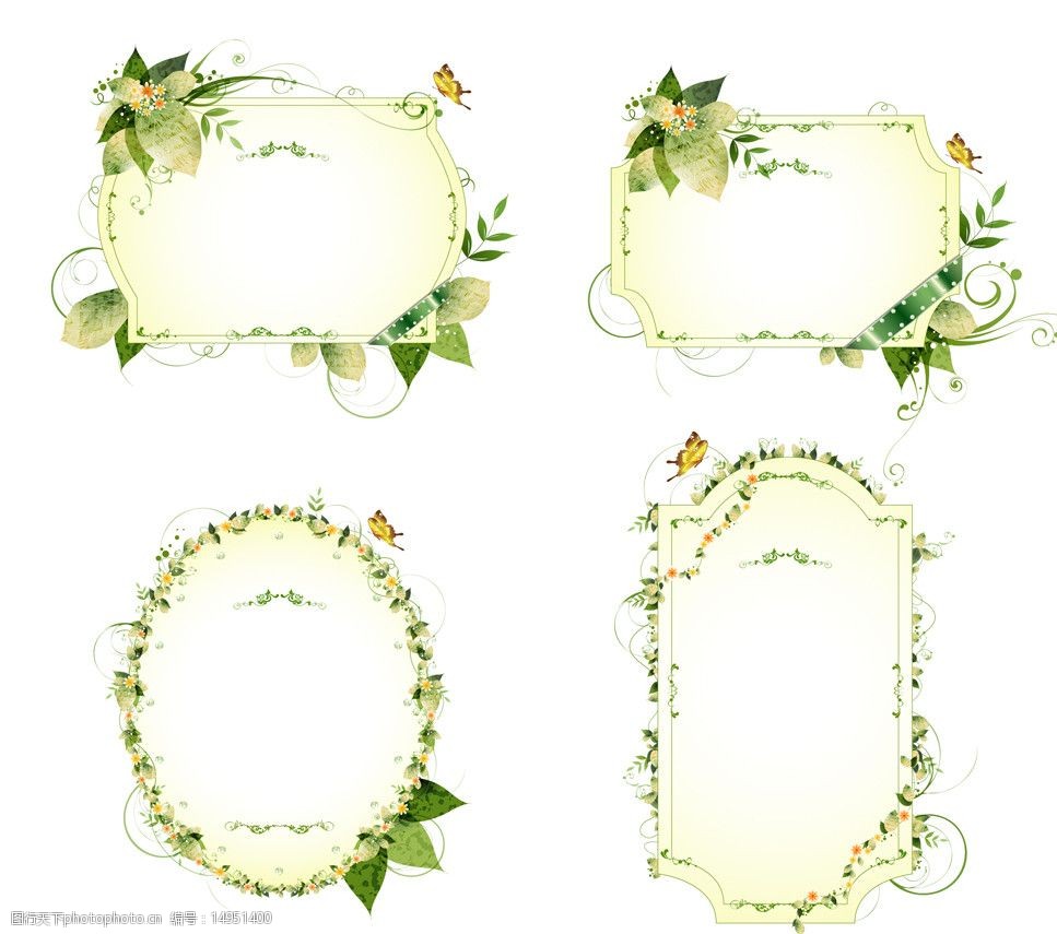 绿色叶子矢量边框图片