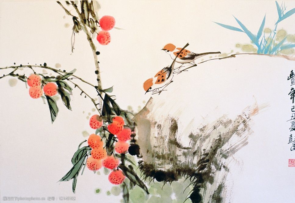 中国国画杨梅图片