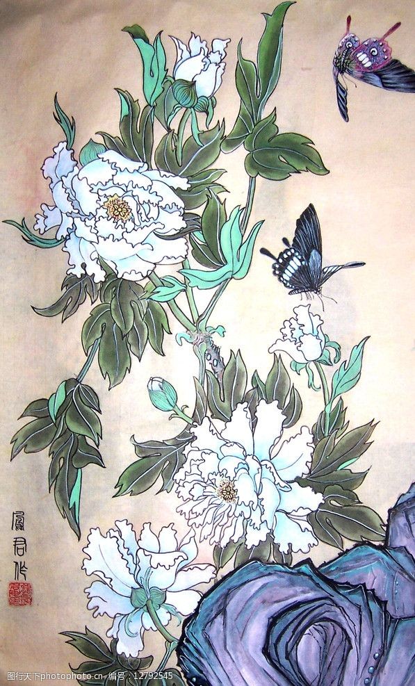 关键词:蝶恋花 工笔 国画 绘画 古典 山水 动物 花鸟 写意 牡丹 绘画