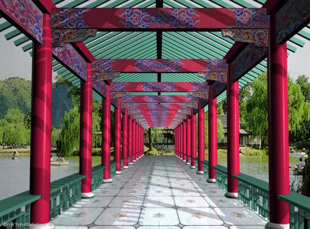 关键词:古典长廊 max 素材 3d 生成图与3d图对照 室外设计 室外模型