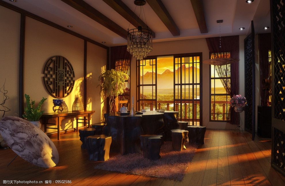 客厅黄昏效果图片