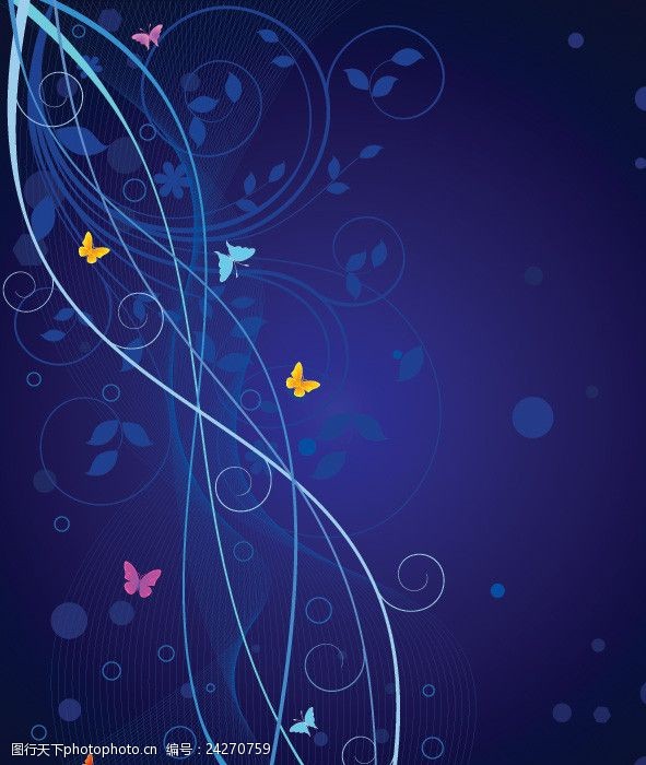 蝴蝶花纹动感线条矢量素材