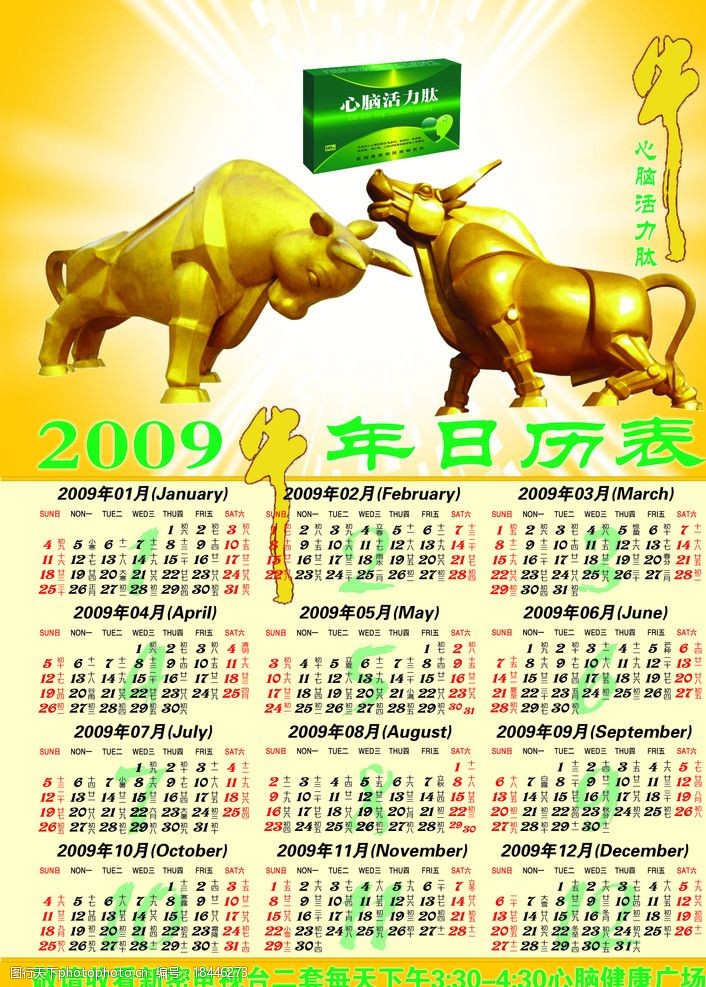 金牛2009年日历图片