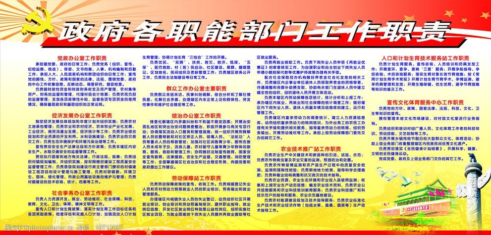 党务政务公开栏政府各职能部门工作职责图片