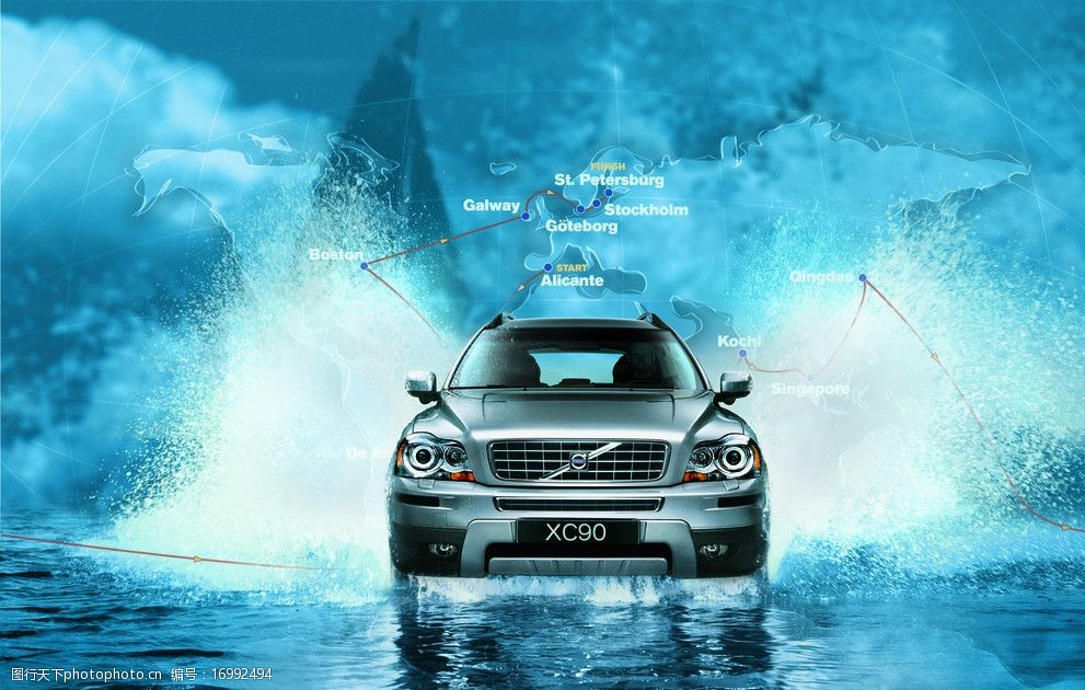 沃尔沃xc90汽车2010款海报psd分层素材图片