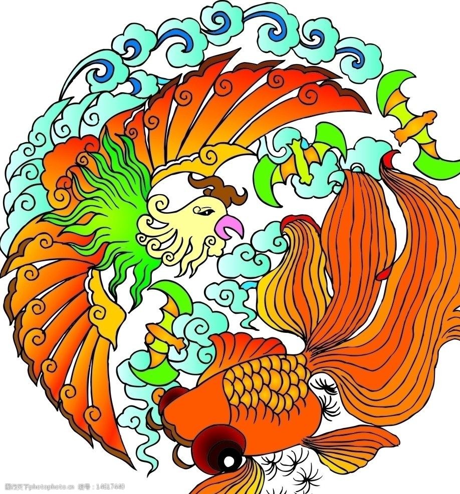 圆形花纹装饰画凤凰图片