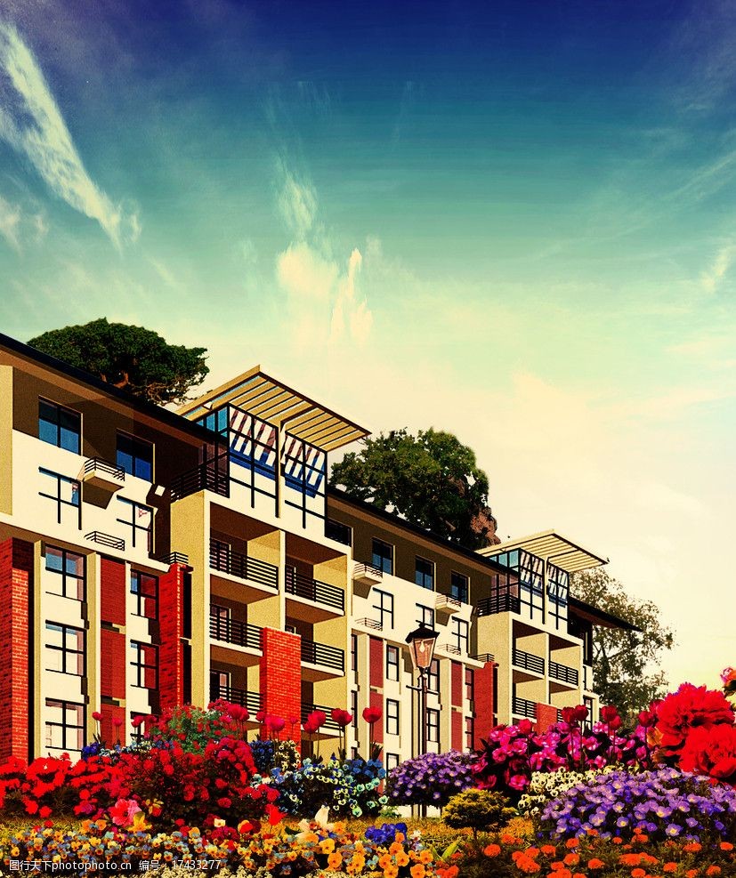 关键词:地产合成图片 房地产 效果图合成 大朵花 各种花草 psd分层