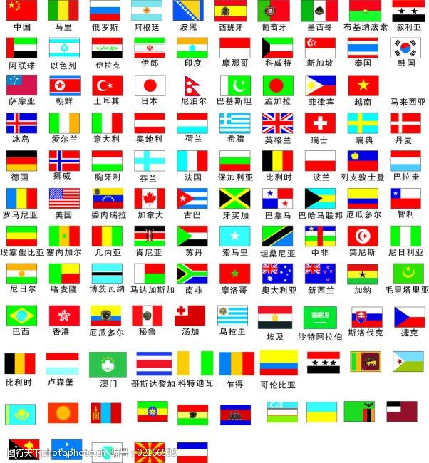 世界上所有国旗怎么画图片