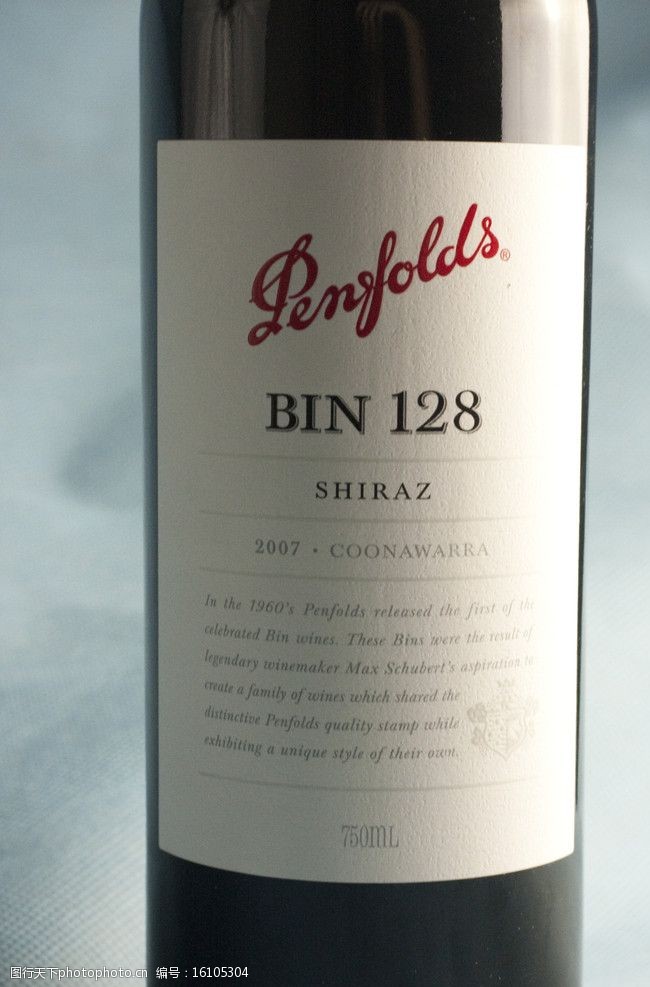 奔富penfoldsbin128红葡萄酒酒标图片