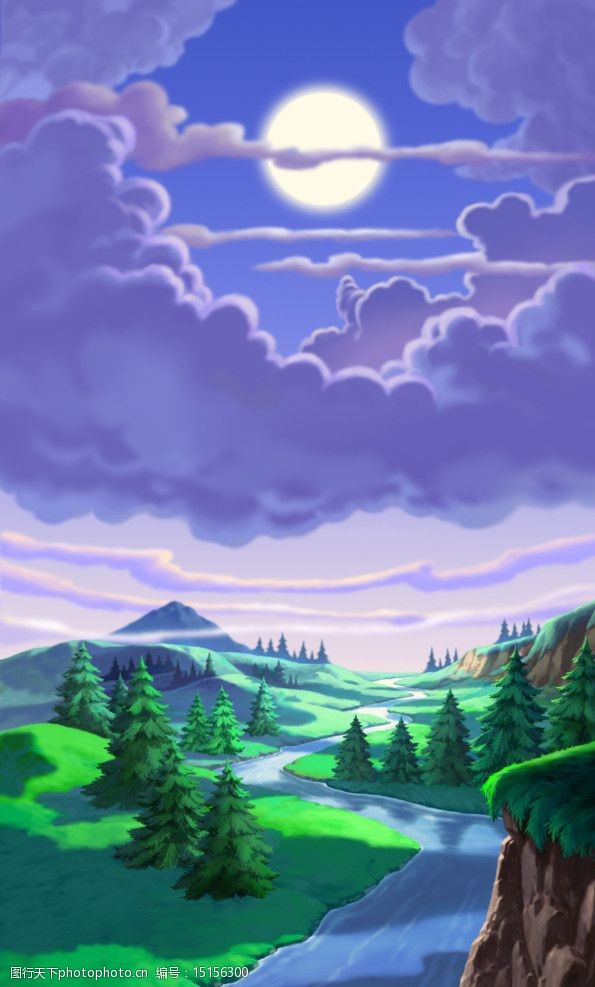 动画背景烈日风景图片