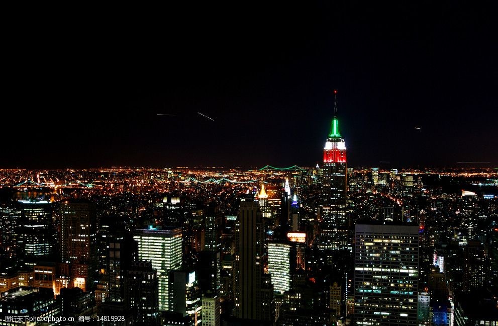 纽约俯瞰美丽的城市夜景图片