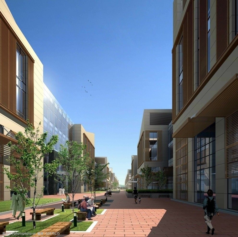 步行街景观效果图图片