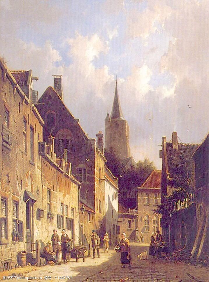 油画荷兰街景图片