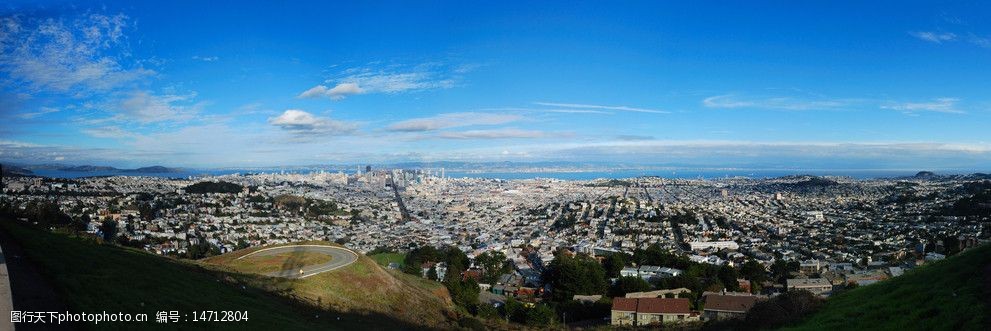 旧金山双峰山顶俯瞰城市全景图片